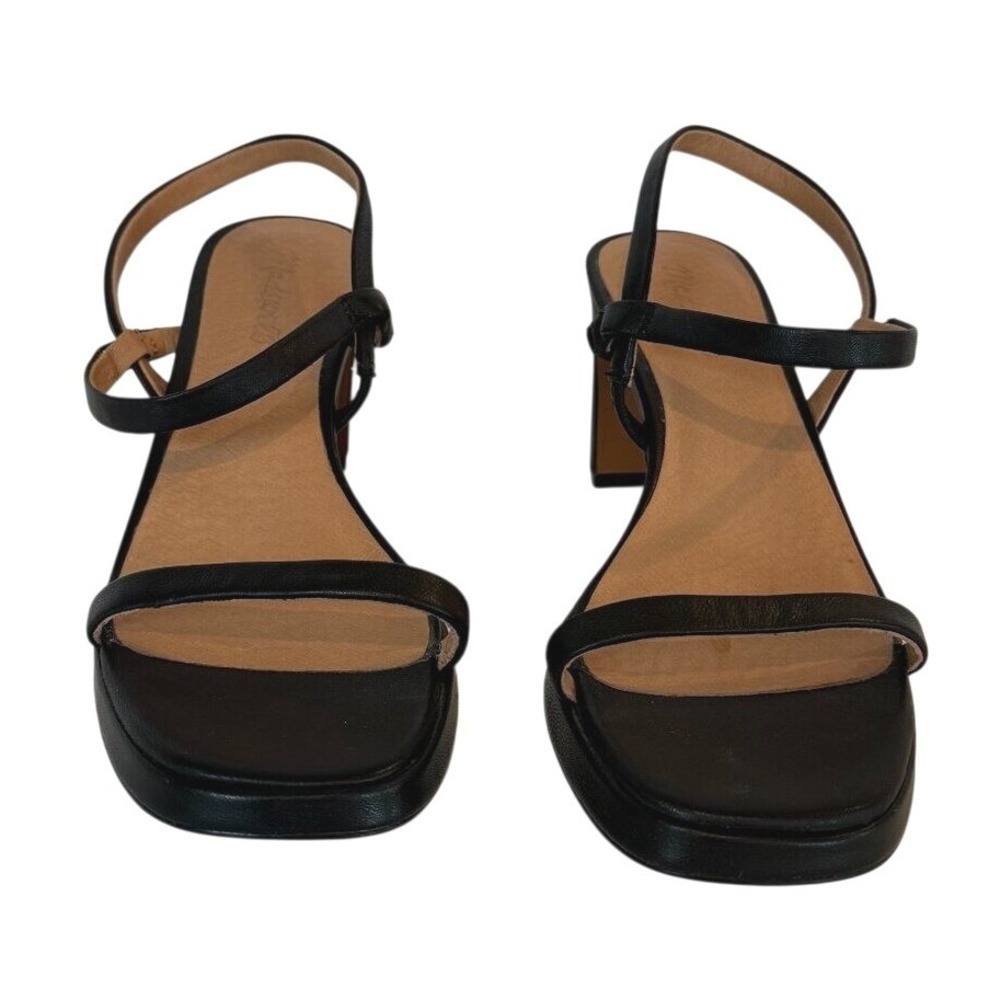 Madewell Cherelle Slingback Black Leather Heel Sandal Size 8.5 NK673 Strappy